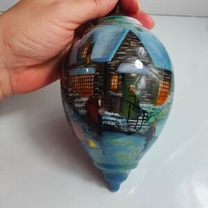 NeQwa Art Thomas Kinkade "Skater's Pond" Hand-Painted Glass Ornament